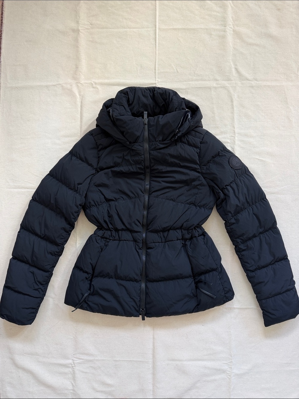 Canada Goose Black Hooded Cinched-Waist Puffer Jacket